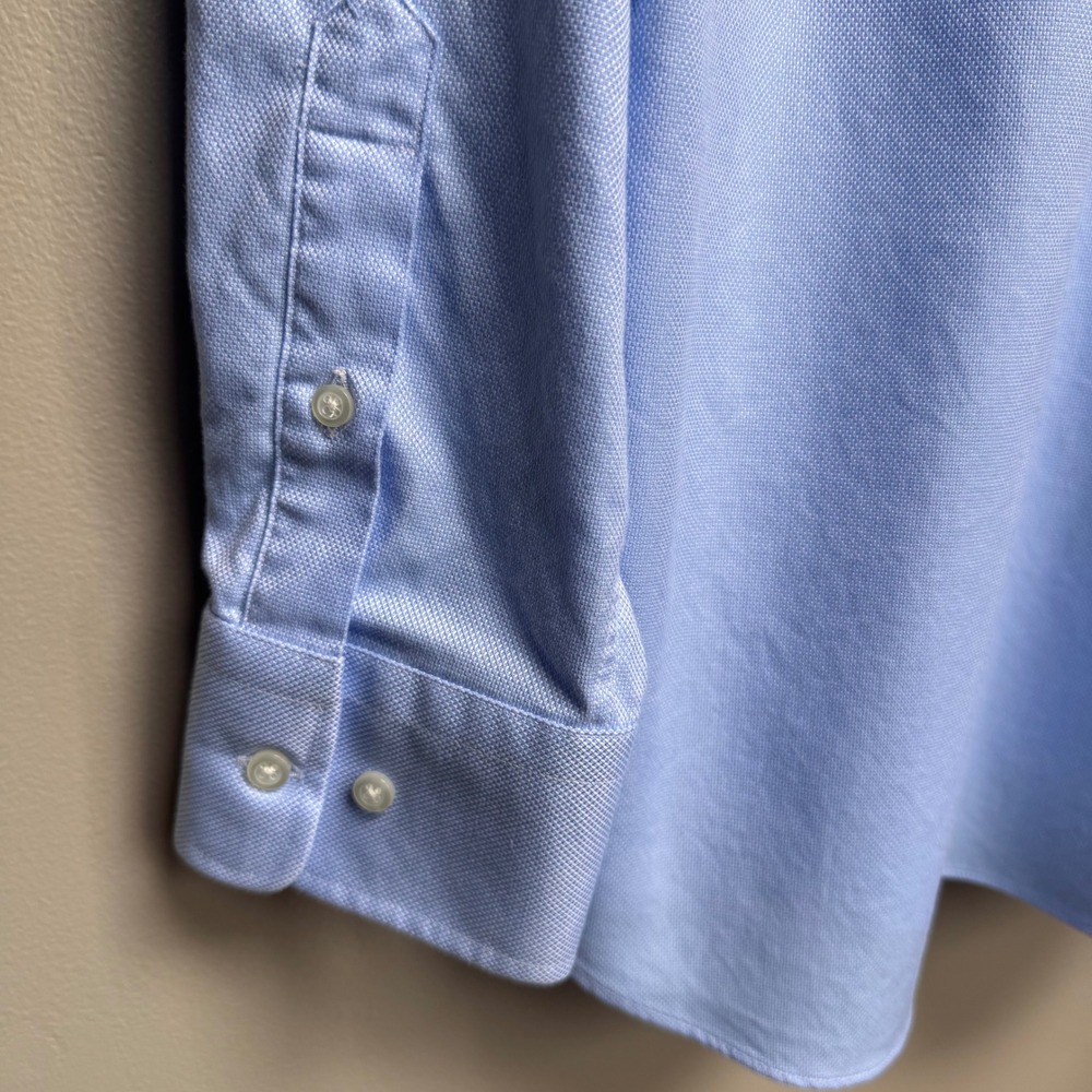 David Donahue Trim Dress Shirt 15.5 34/35 Blue Royal Oxford Cotton‎ Woven Spread - Picture 5 of 9